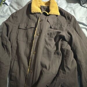 Men's Brown Jacket with Yellow Collar